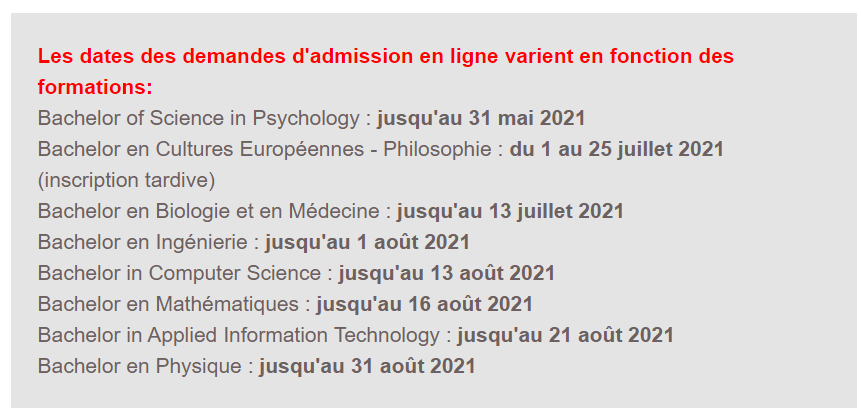 lux uni inscription dates